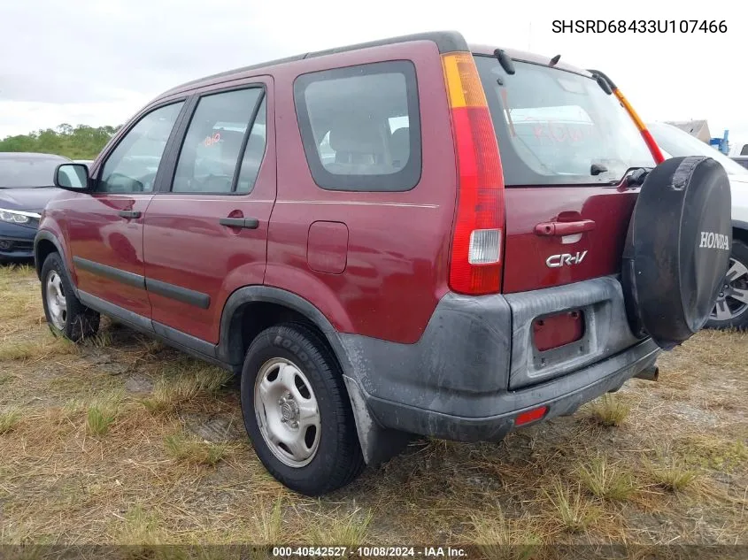 2003 Honda Cr-V Lx VIN: SHSRD68433U107466 Lot: 40542527