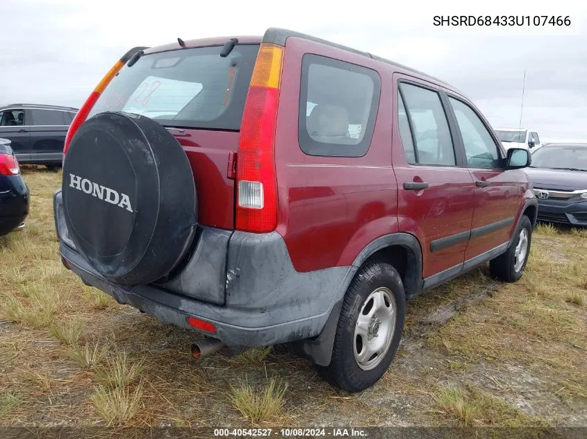 2003 Honda Cr-V Lx VIN: SHSRD68433U107466 Lot: 40542527