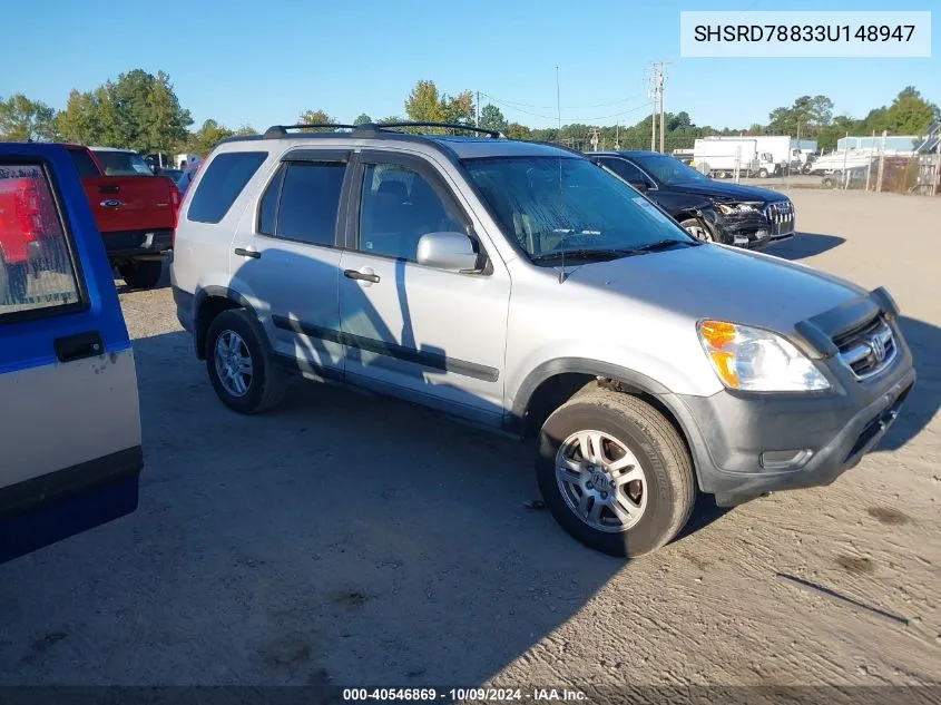 2003 Honda Cr-V Ex VIN: SHSRD78833U148947 Lot: 40546869