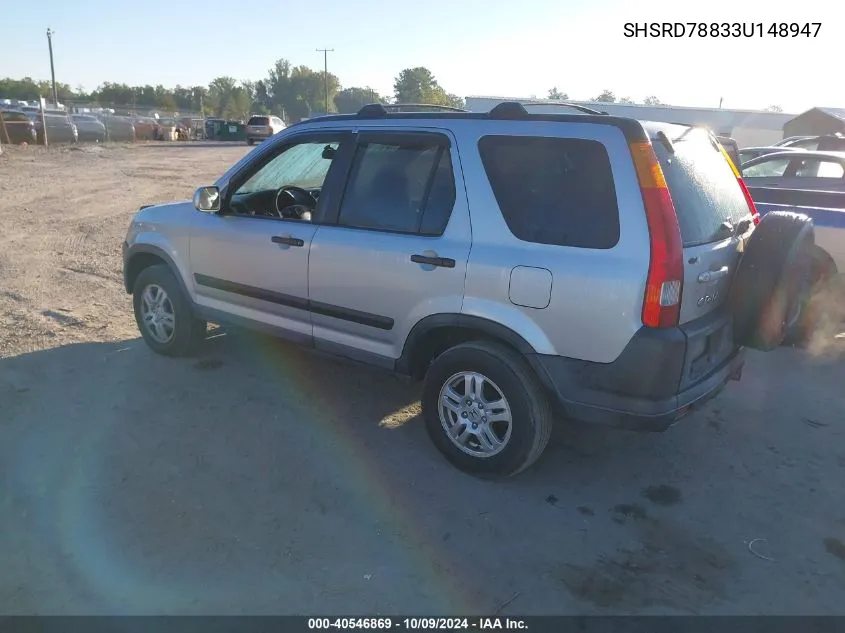 2003 Honda Cr-V Ex VIN: SHSRD78833U148947 Lot: 40546869