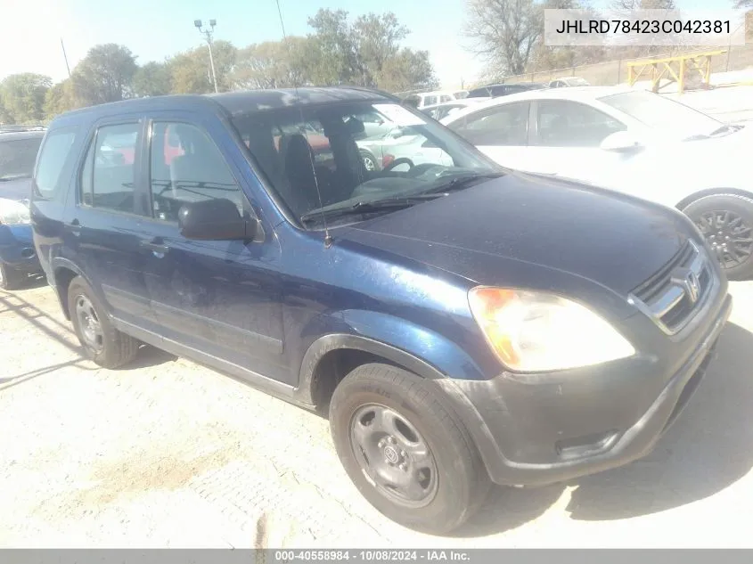 2003 Honda Cr-V Lx VIN: JHLRD78423C042381 Lot: 40558984