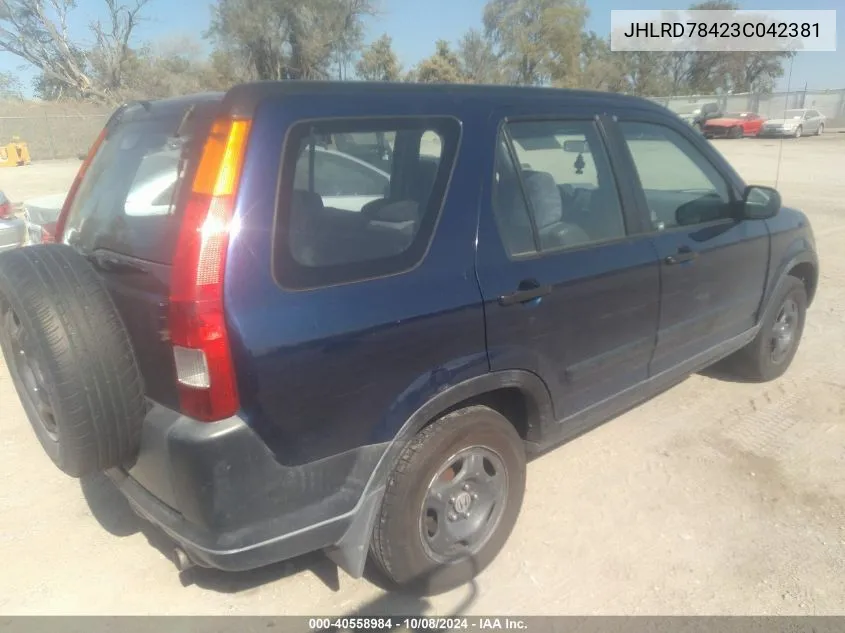 2003 Honda Cr-V Lx VIN: JHLRD78423C042381 Lot: 40558984