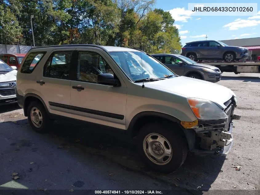 2003 Honda Cr-V Lx VIN: JHLRD68433C010260 Lot: 40574941