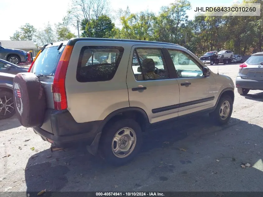 2003 Honda Cr-V Lx VIN: JHLRD68433C010260 Lot: 40574941