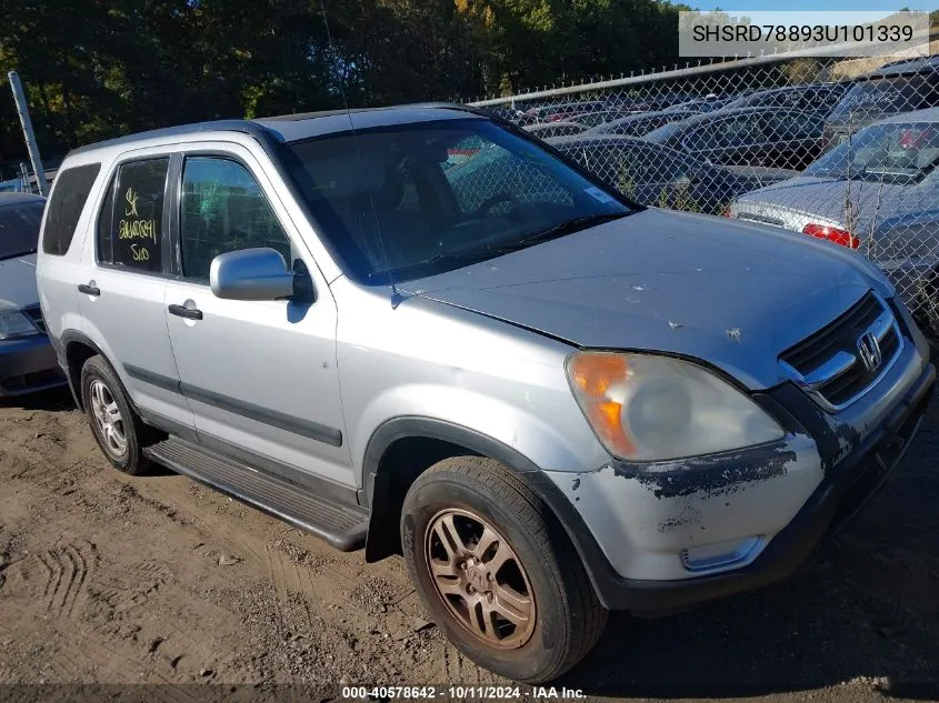 2003 Honda Cr-V Ex VIN: SHSRD78893U101339 Lot: 40578642