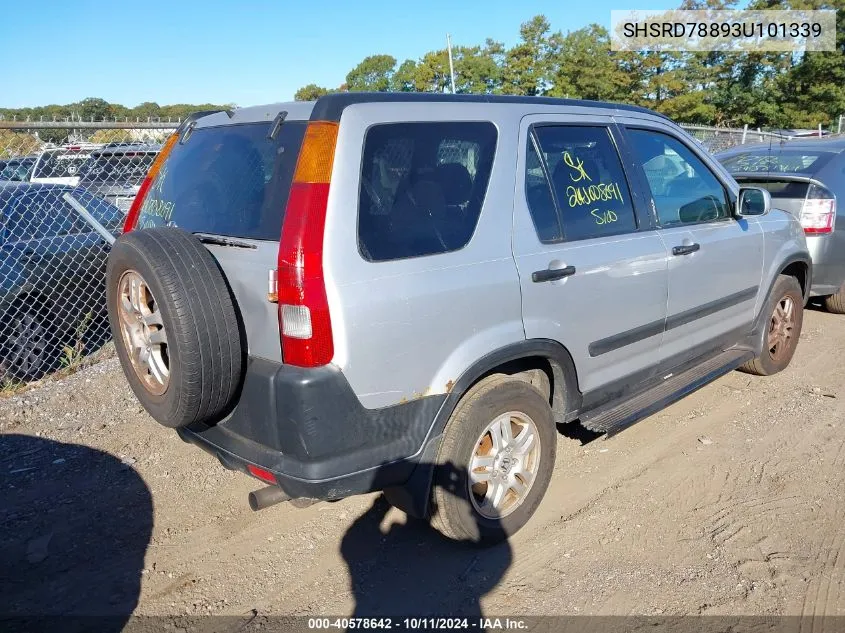 2003 Honda Cr-V Ex VIN: SHSRD78893U101339 Lot: 40578642