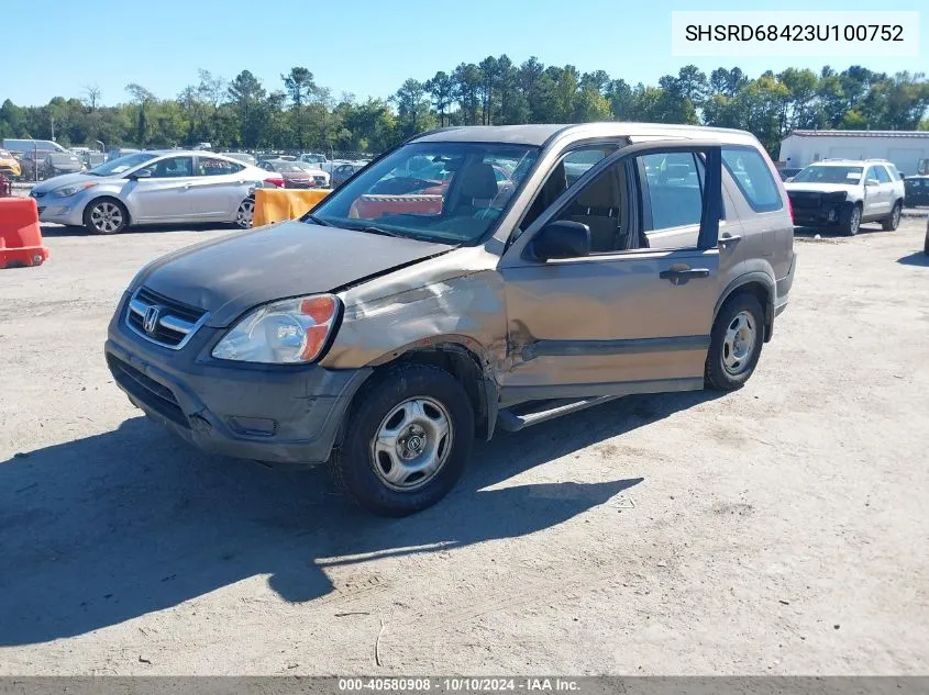 2003 Honda Cr-V Lx VIN: SHSRD68423U100752 Lot: 40580908