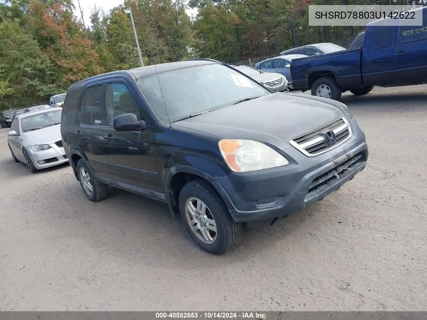 2003 Honda Cr-V Ex VIN: SHSRD78803U142622 Lot: 40582853