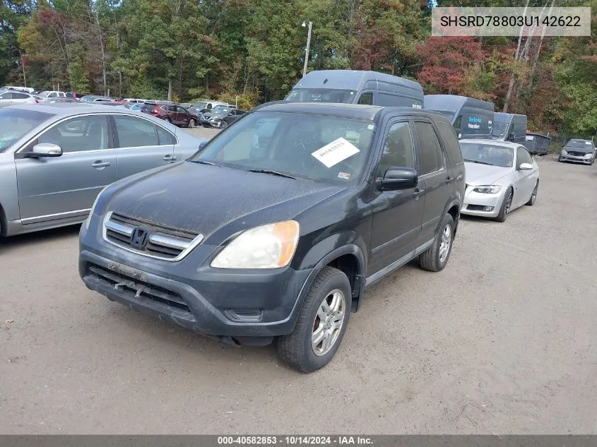 2003 Honda Cr-V Ex VIN: SHSRD78803U142622 Lot: 40582853