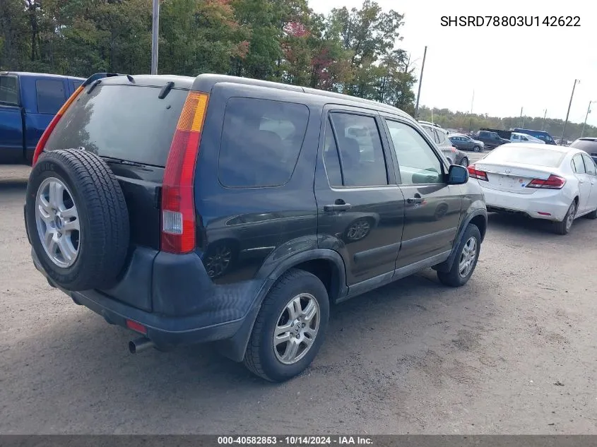 2003 Honda Cr-V Ex VIN: SHSRD78803U142622 Lot: 40582853