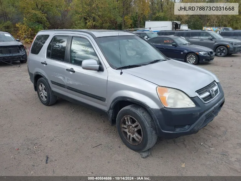 2003 Honda Cr-V Ex VIN: JHLRD78873C031668 Lot: 40584686