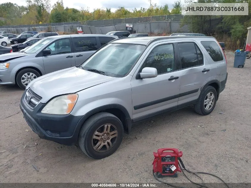 2003 Honda Cr-V Ex VIN: JHLRD78873C031668 Lot: 40584686