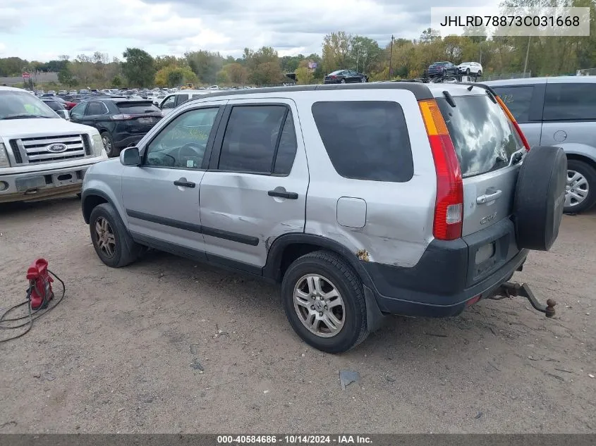 2003 Honda Cr-V Ex VIN: JHLRD78873C031668 Lot: 40584686