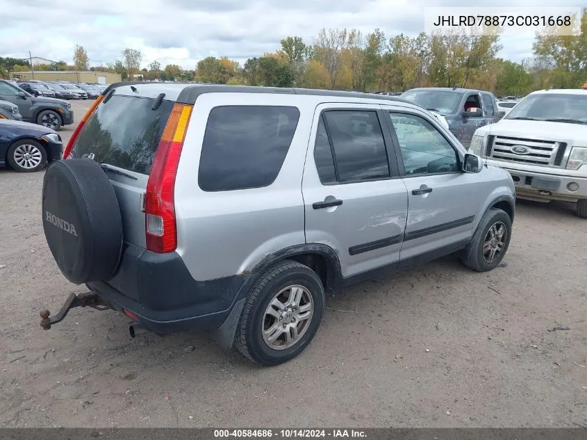 2003 Honda Cr-V Ex VIN: JHLRD78873C031668 Lot: 40584686