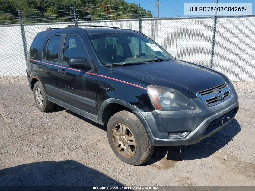 2003 Honda Cr-V Lx VIN: JHLRD78403C042654 Lot: 40589359