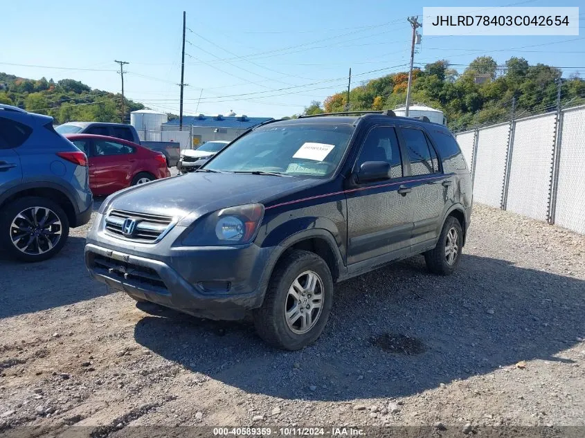 2003 Honda Cr-V Lx VIN: JHLRD78403C042654 Lot: 40589359