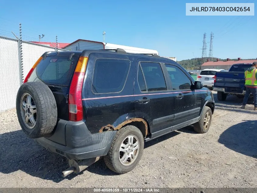 2003 Honda Cr-V Lx VIN: JHLRD78403C042654 Lot: 40589359