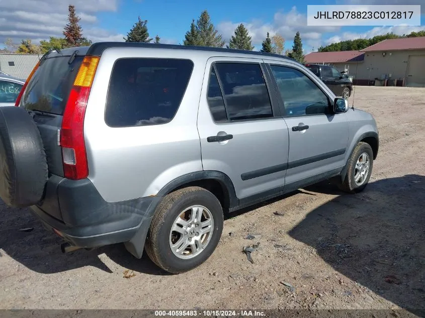 2003 Honda Cr-V Ex VIN: JHLRD78823C012817 Lot: 40595483