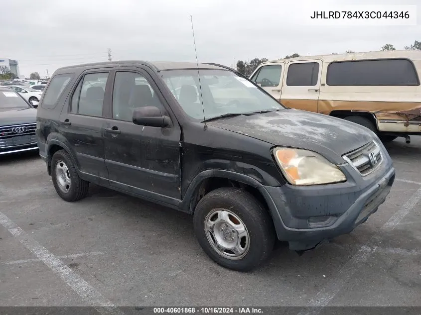 2003 Honda Cr-V Lx VIN: JHLRD784X3C044346 Lot: 40601868