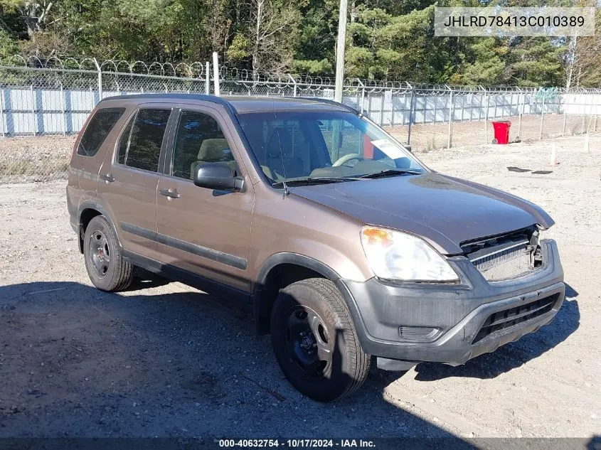 2003 Honda Cr-V Lx VIN: JHLRD78413C010389 Lot: 40632754