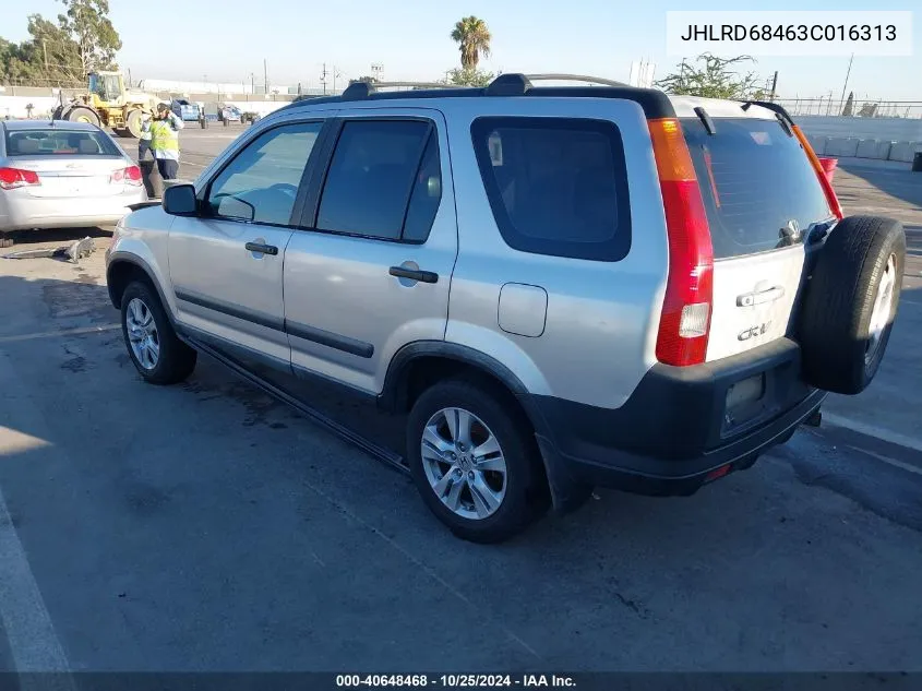 2003 Honda Cr-V Lx VIN: JHLRD68463C016313 Lot: 40648468