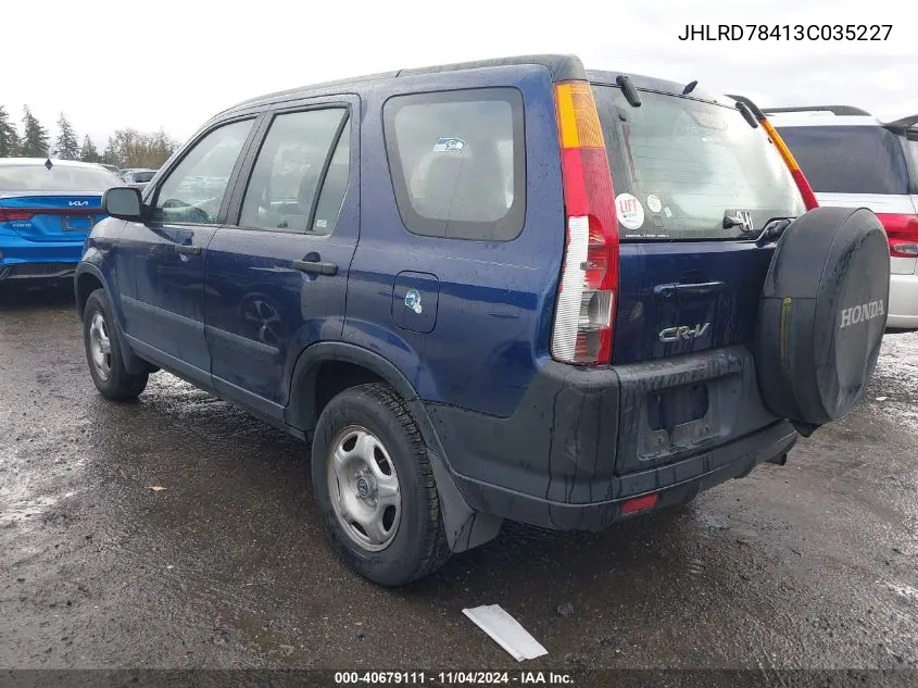 2003 Honda Cr-V Lx VIN: JHLRD78413C035227 Lot: 40679111