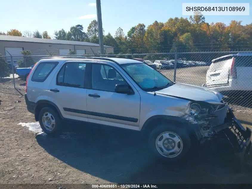 2003 Honda Cr-V Lx VIN: SHSRD68413U108969 Lot: 40689851