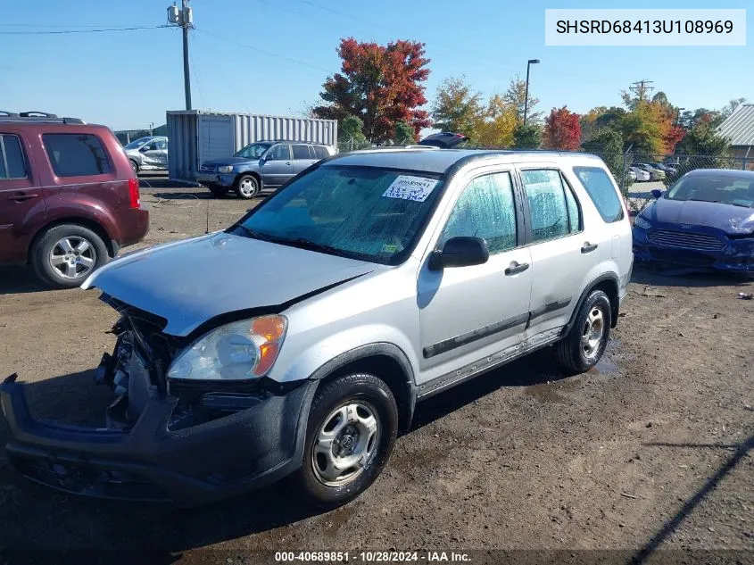 2003 Honda Cr-V Lx VIN: SHSRD68413U108969 Lot: 40689851