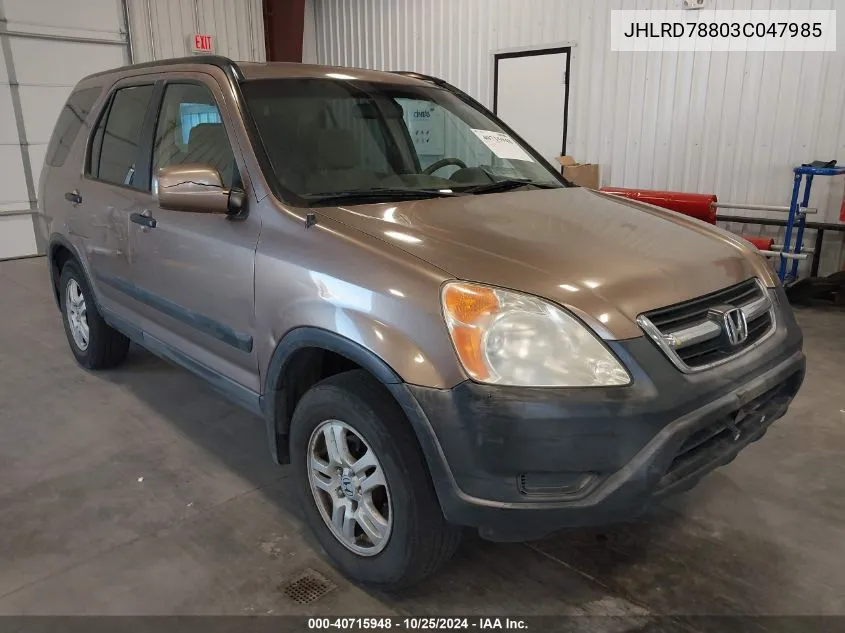 2003 Honda Cr-V Ex VIN: JHLRD78803C047985 Lot: 40715948