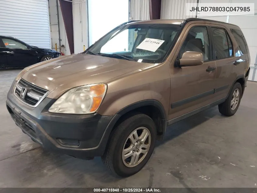 2003 Honda Cr-V Ex VIN: JHLRD78803C047985 Lot: 40715948