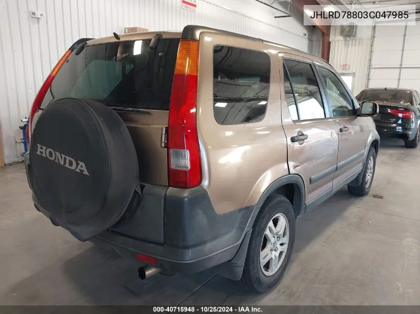 2003 Honda Cr-V Ex VIN: JHLRD78803C047985 Lot: 40715948