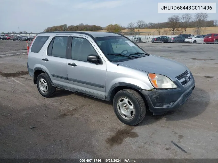 2003 Honda Cr-V Lx VIN: JHLRD68443C011496 Lot: 40716746