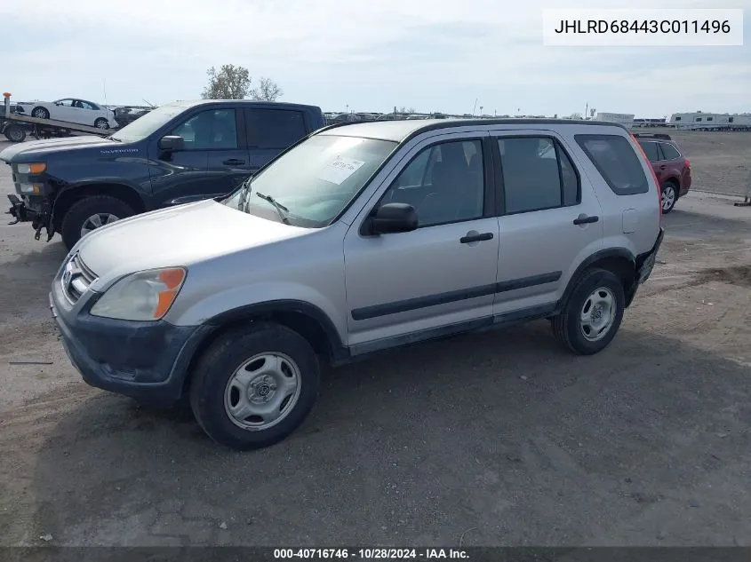 2003 Honda Cr-V Lx VIN: JHLRD68443C011496 Lot: 40716746