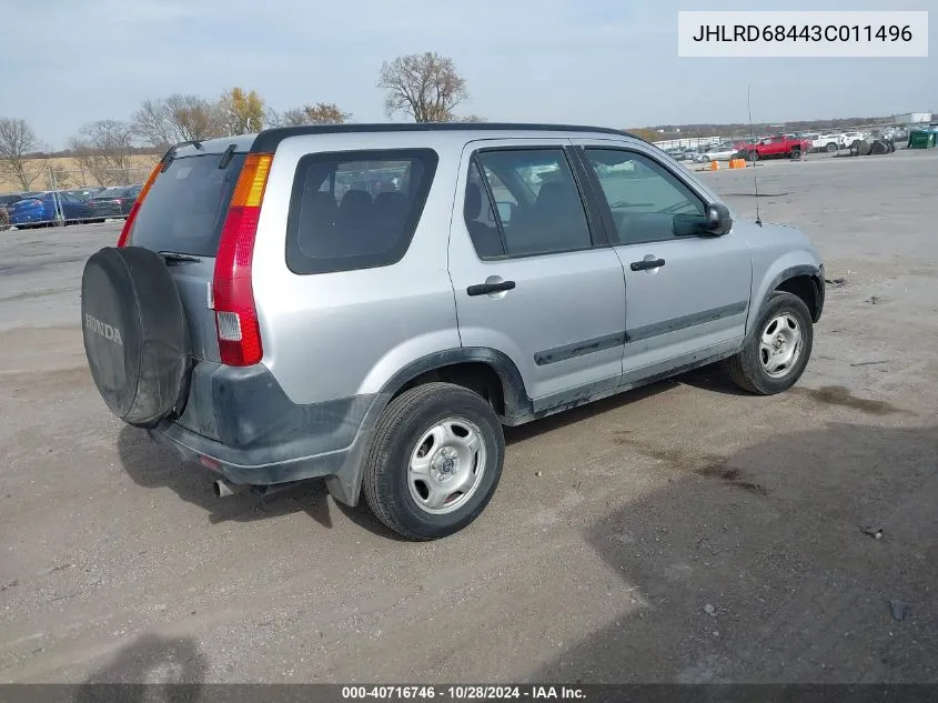 2003 Honda Cr-V Lx VIN: JHLRD68443C011496 Lot: 40716746