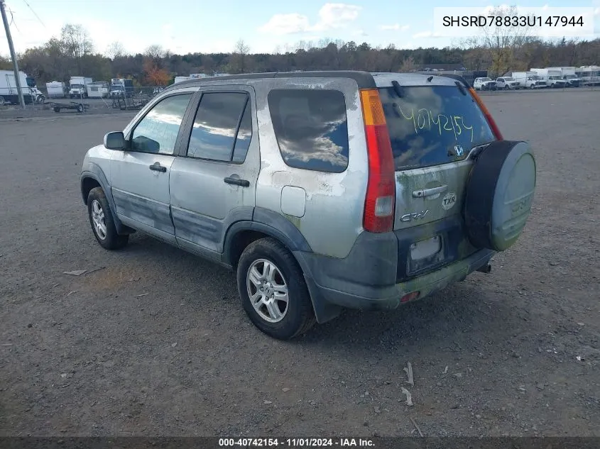 2003 Honda Cr-V Ex VIN: SHSRD78833U147944 Lot: 40742154