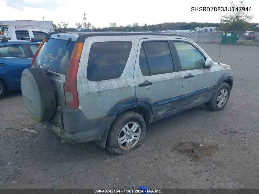 2003 Honda Cr-V Ex VIN: SHSRD78833U147944 Lot: 40742154