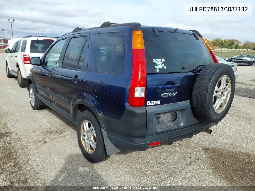 2003 Honda Cr-V Ex VIN: JHLRD78813C037112 Lot: 40750460