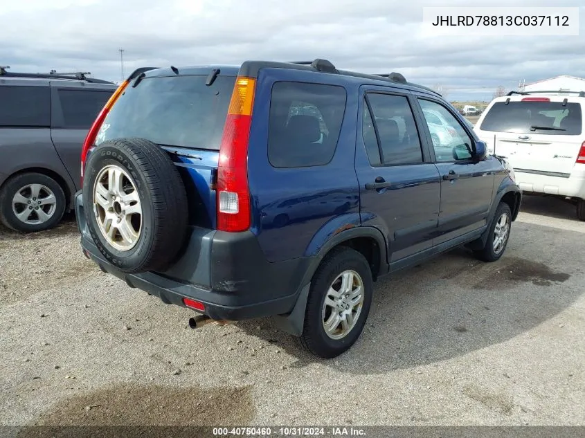 2003 Honda Cr-V Ex VIN: JHLRD78813C037112 Lot: 40750460