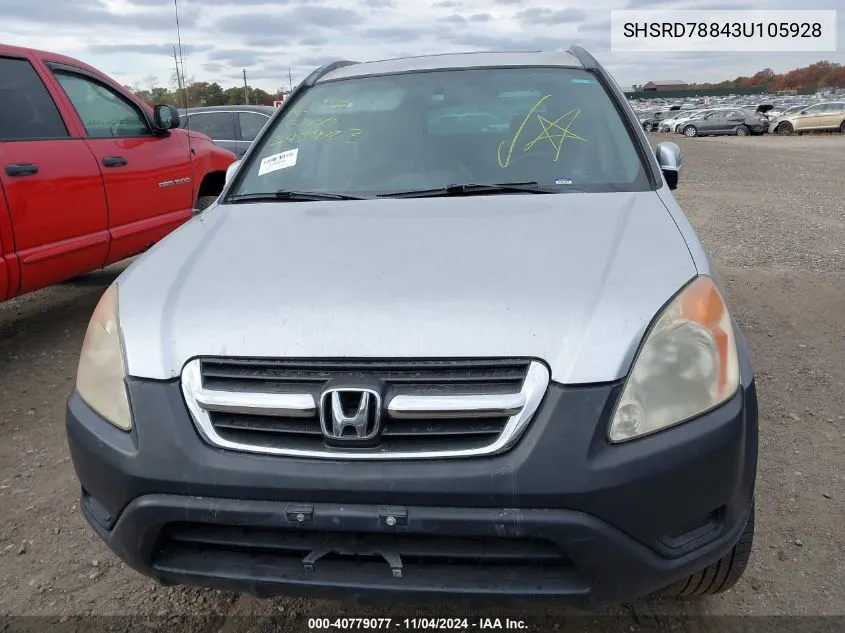 2003 Honda Cr-V Ex VIN: SHSRD78843U105928 Lot: 40779077