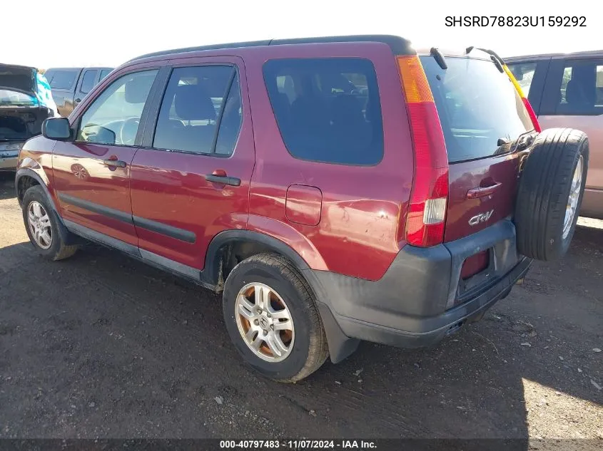 2003 Honda Cr-V Ex VIN: SHSRD78823U159292 Lot: 40797483