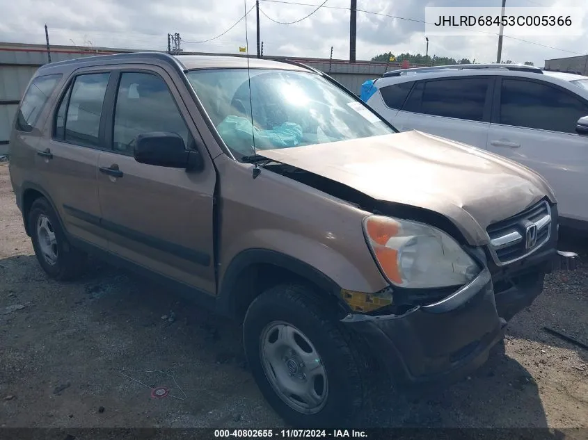 2003 Honda Cr-V Lx VIN: JHLRD68453C005366 Lot: 40802655