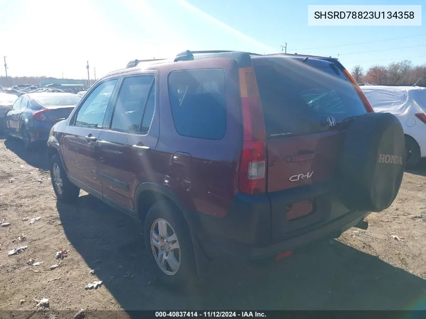 2003 Honda Cr-V Ex VIN: SHSRD78823U134358 Lot: 40837414