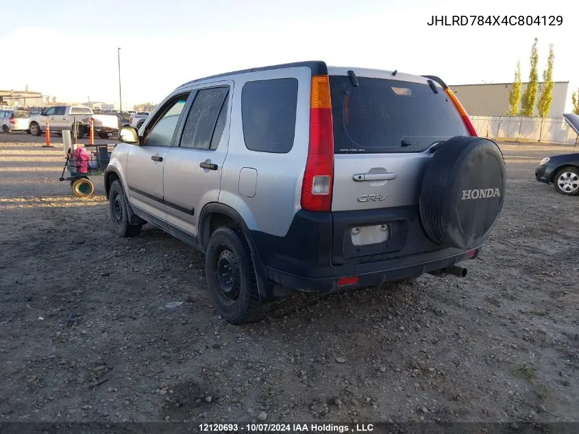 2004 Honda Cr-V VIN: JHLRD784X4C804129 Lot: 12120693