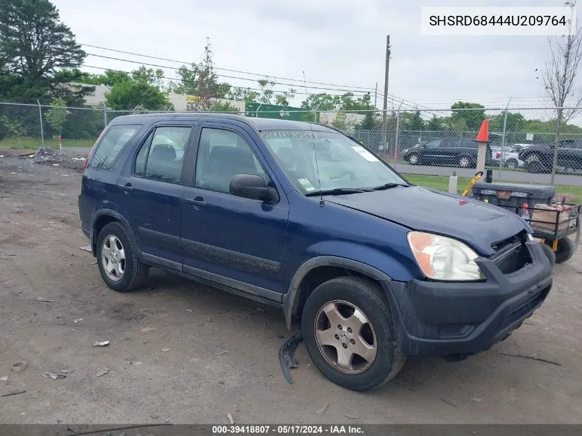 2004 Honda Cr-V Lx VIN: SHSRD68444U209764 Lot: 39418807