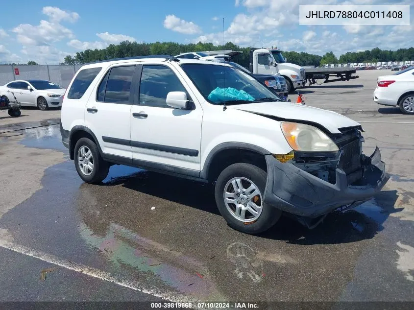 2004 Honda Cr-V Ex VIN: JHLRD78804C011408 Lot: 39819668