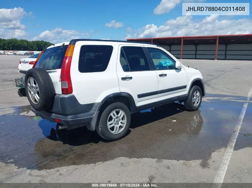 2004 Honda Cr-V Ex VIN: JHLRD78804C011408 Lot: 39819668