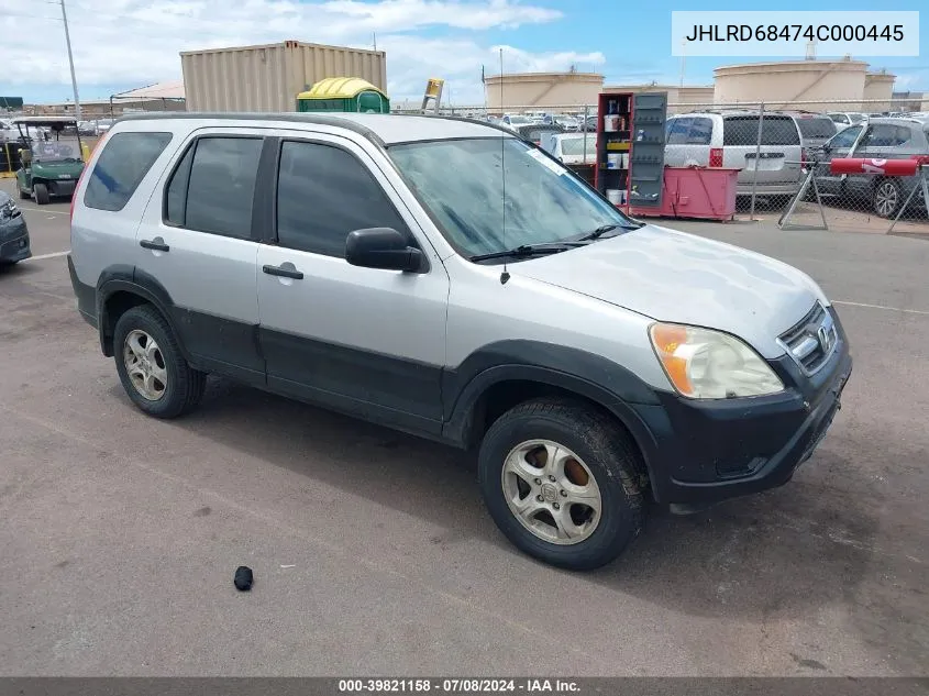 2004 Honda Cr-V Lx VIN: JHLRD68474C000445 Lot: 39821158