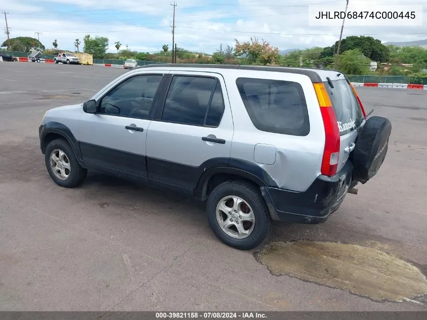 2004 Honda Cr-V Lx VIN: JHLRD68474C000445 Lot: 39821158