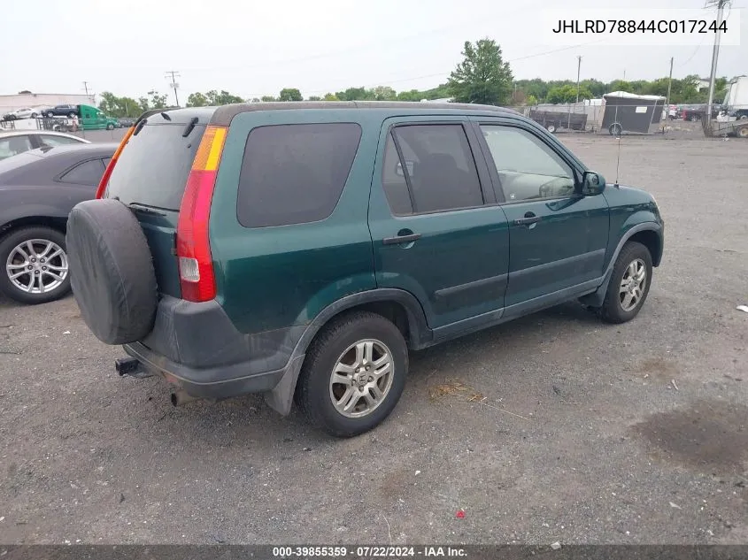 2004 Honda Cr-V Ex VIN: JHLRD78844C017244 Lot: 39855359