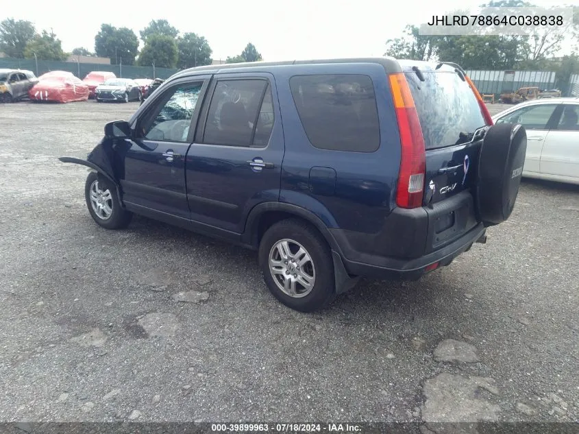 2004 Honda Cr-V Ex VIN: JHLRD78864C038838 Lot: 39899963